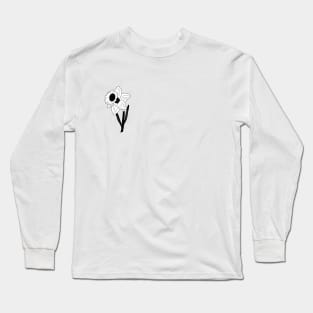 Black and White Daffodil Flower Long Sleeve T-Shirt